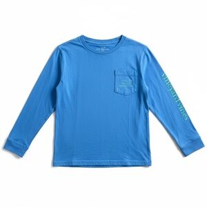 Vineyard Vines Whale Graphic Long Sleeve Pocket Tee Blue Kids Small